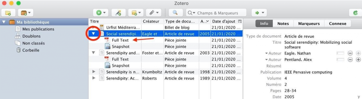 pièce jointe dans zotero